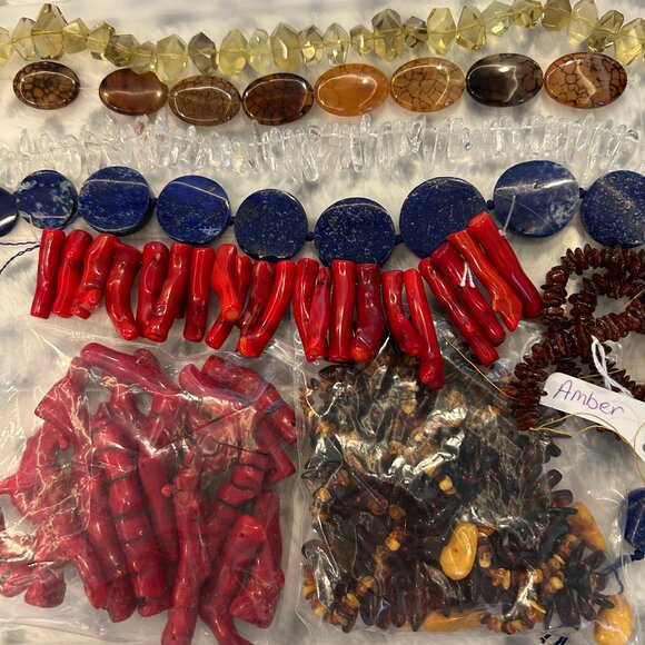 GEM STONE COLLECTION, CORAL, LAPIS, AMBER ETC - Picture 2 of 4